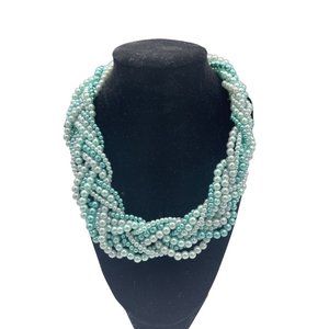 Shades of Green Twisted Pearl Necklace and Earring Set by Sophia Collection